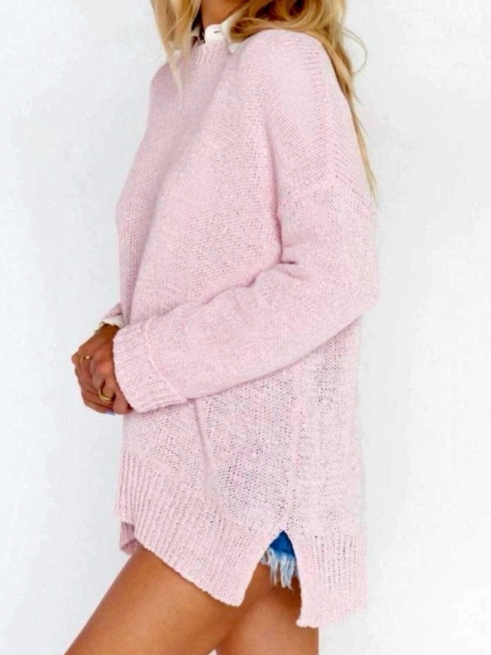 SHOW ME YOUR MUMU Anya Chunky Oversized Loosefitting Sweater in Blush Pink Knit